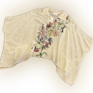 Lightweight Cream Open-Knit Women's Sweater Poncho